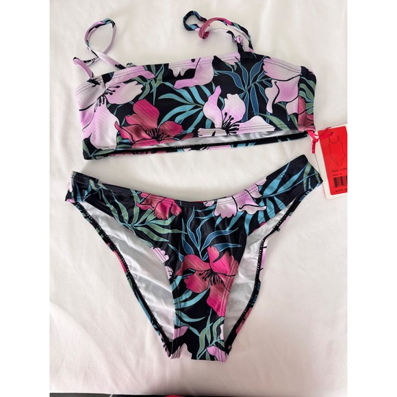 Emme‎ Jordan Floral Bikini Set Padded Top Swimsuit Beach Vacation S - Picture 1 of 5